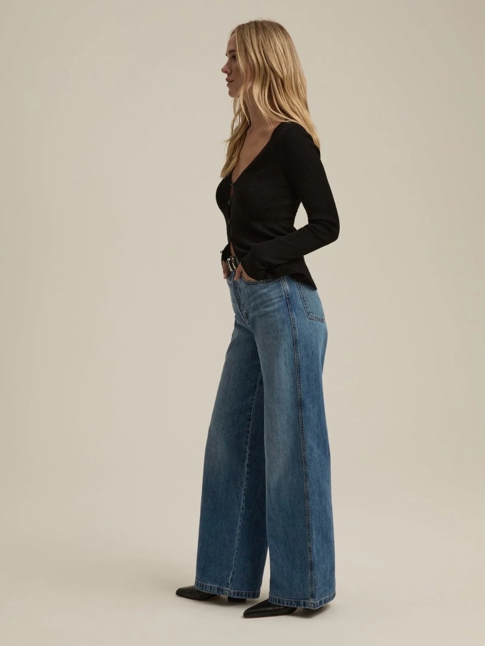 Favorite Daughter The Masha Super High Rise Long Beach Wide-Leg Jeans Size 30